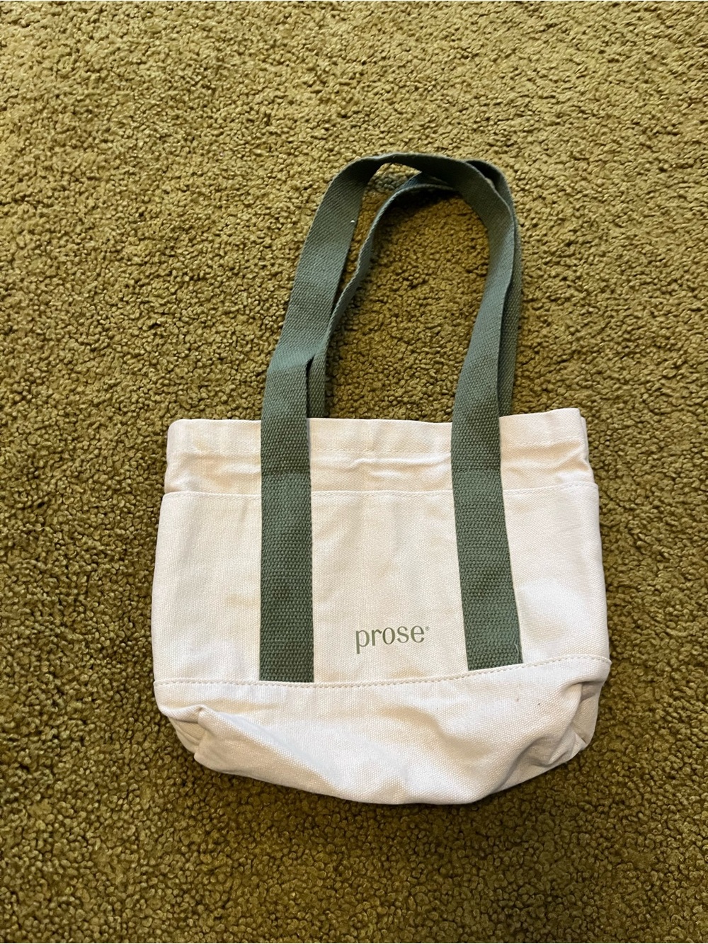 Prose Canvas Tote in White with Green Straps